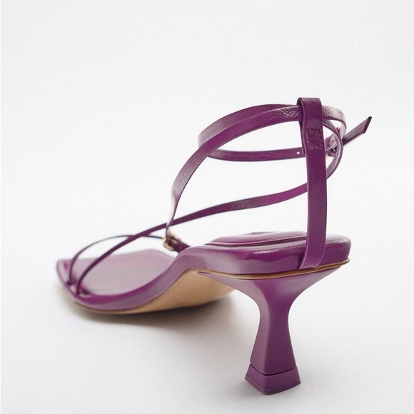 Zara Violet Strappy Heeled Leather Sandals Size 38 (F) - Picture 6 of 6